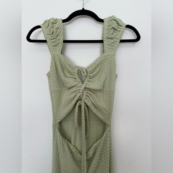 Sabo Skirt Mea Lace Up Green Bodycon Cut Out Midi Dress - Picture 7 of 10